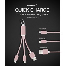 Кабель Micro USB / Apple Lightning брелок