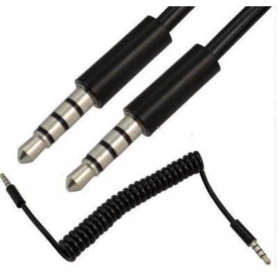 Кабель Aux 3.5-3.5 спираль 4pin 4х контактный черный