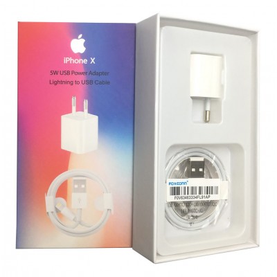 Зарядное сетевое сзу USB для Iphone X + кабель foxconn