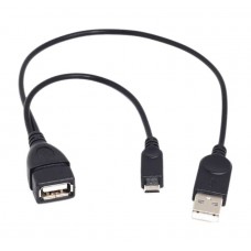 Переходник кабель OTG Micro USB с доп. питанием в USB штекер