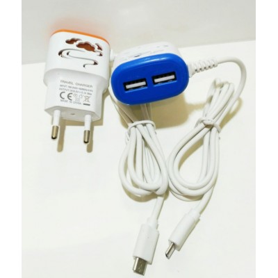Зарядное сетевое сзу usb 2x Китай 1A + micro