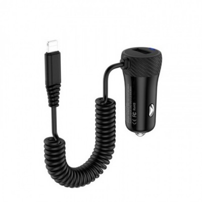 Зарядное автомобильное азу usb 1x Hoco Z21a 3.4A + кабель для Apple lightning