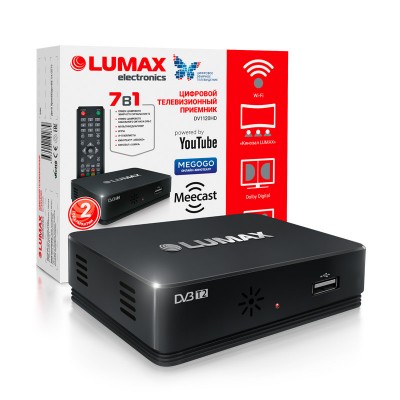 Ресивер DVB-T2/C Lumax DV1120HD с кабельным тв и интернет