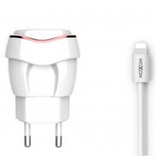 Зарядное сетевое сзу USB 2x Moxom KH-35 + кабель для Apple lightning