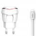 Зарядное сетевое сзу USB 2x Moxom KH-35 + кабель для Apple lightning