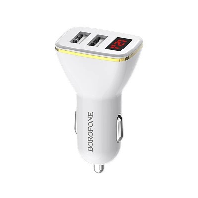 Зарядное автомобильное АЗУ Borofone BZ11 LCD 2USB 2.1A белый