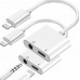 Переходник для Apple lightning - 3.5 гнездо aux+питание J-009
