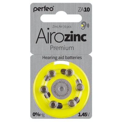 Батарейка ZA10 Airozinc Premium для слух аппаратов