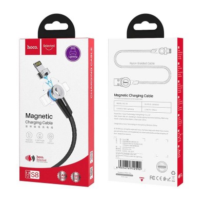 кабель для Apple Lightning USB магнитный Hoco S8 черный