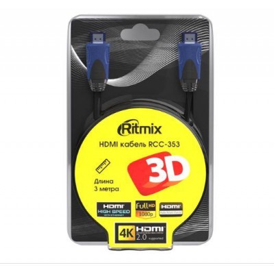 Кабель HDMI - HDMI 3m v2.0 RCC-353 4K