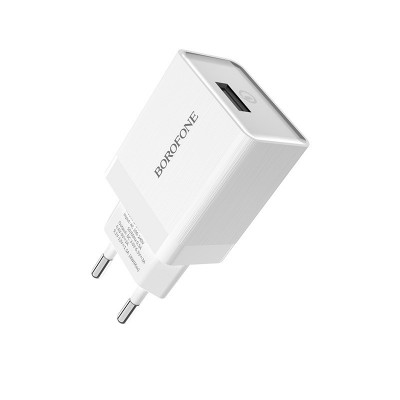 Зарядное сетевое сзу USB Borofone BA17A быстрое QC 3.0, черное