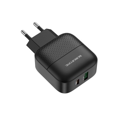 Зарядное сетевое сзу USB Borofone BA46A быстрое QC 3.0 +PD черный