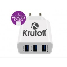 Зарядное сетевое сзу usb 3x Krutoff CH-18+micro