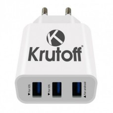 Зарядное сетевое сзу usb 3x Krutoff CH-19 + кабель для Apple lightning