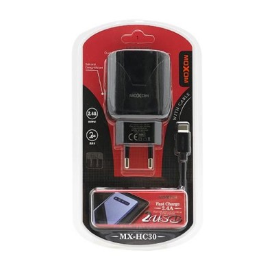 Зарядное сетевое сзу USB 2x Moxom HC-30 + Type-c