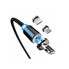 Кабель USB Type-C / Lightning /Micro 3в1 магнитный 360 X-Cable LED светящ