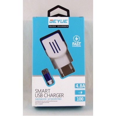 Зарядное сетевое сзу usb 2x GY-C201 +micro белый