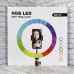 Селфи лампа кольцевая WH36 RGB с пультом, без штатива