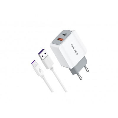 Зарядное сетевое сзу USB Awei PD4 быстрое QC 3.0 + type-C PD