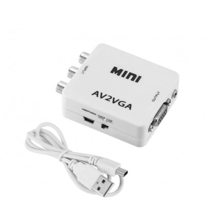 Конвертер видеосигнала AV RCA (тюльпан) - VGA MINI AV2VGA A3405 A3404