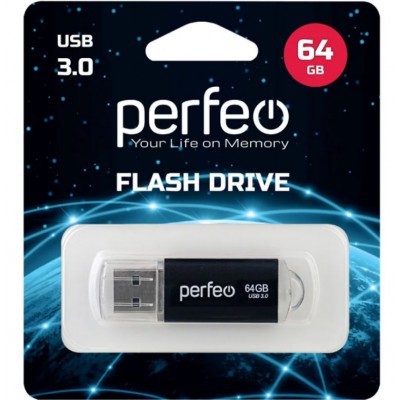 Флешка USB 3.0 64Gb Perfeo C14 Black metal