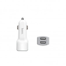 Зарядное автомобильное азу usb 2x Hoco Z23 2.4A + кабель micro белый