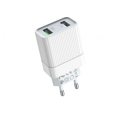 Зарядное сетевое сзу USB 2x Borofone BA39 быстрое QC 3.0 бел