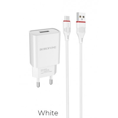 Зарядное сетевое сзу USB Borofone BA20A + micro бел