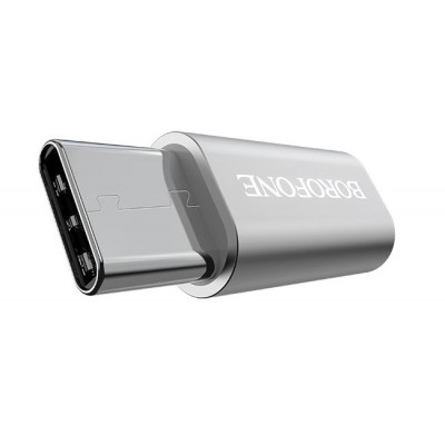 Переходник Type-C штекер - Micro USB гнездо Borofone BV4 серебр