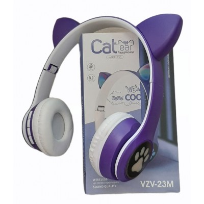 Наушники bluetooth Cat Ear VZV-23M с ушками LED фиолетовые