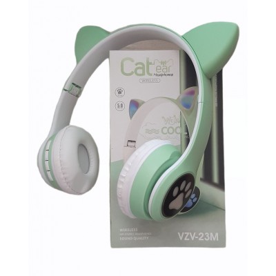 Наушники bluetooth Cat Ear VZV-23M с ушками LED салатневый