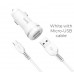 Зарядное автомобильное азу usb 2x Hoco Z27 2.4A + кабель micro белый