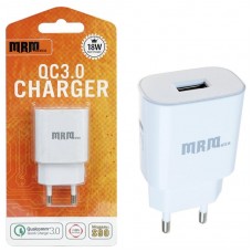 Зарядное сетевое сзу USB MRM MR-S90 B4265 быстрое QC 3.0, белый