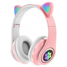 Наушники bluetooth Cat Ear VZV-23M с ушками LED розовые