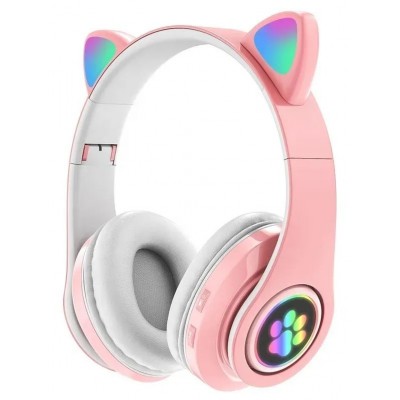 Наушники bluetooth Cat Ear VZV-23M с ушками LED розовые