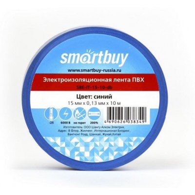 изолента 0.13*15, 10m smartbuy SBE-IT-15-10-db синяя
