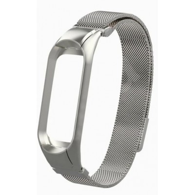 Ремешок металл для фитнес браслета Miband 5, серебро
