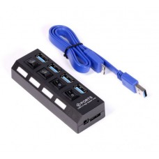 Хаб USB 3.0 SmartBuy SBHA-7304-B / A934 / H401A, с выключателями, черный