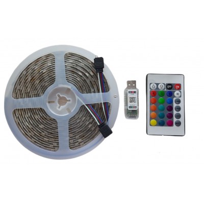 Лента LED Q5V-30L MDX1330 RGB 5m пульт, bluetooth, силикон, белая