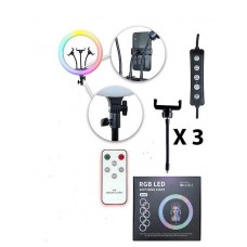 Селфи лампа кольцевая MJ36 NEW RGB, с пультом, без штатива