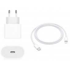 Зарядное сетевое сзу USB-С 18w быстрое + кабель lightning type-c белый