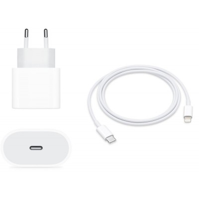 Зарядное сетевое сзу USB-С 18w быстрое + кабель lightning type-c белый
