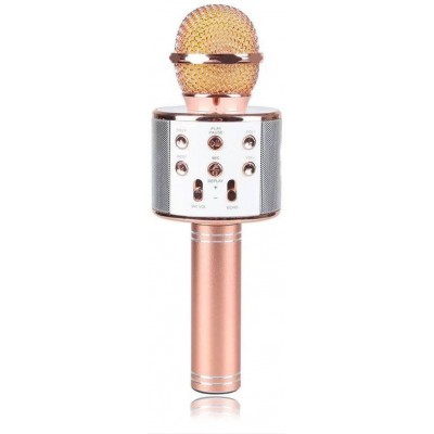 Колонка микрофон Bluetooth Mp3 караоке WS-858 бронзовый / pink gold