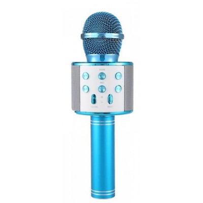 Колонка микрофон Bluetooth Mp3 караоке WS-858 голубой