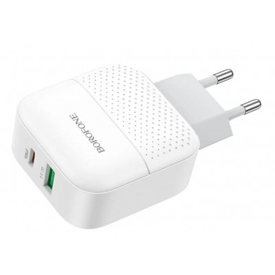 Зарядное сетевое сзу USB Borofone BA46A быстрое QC 3.0 +PD белый