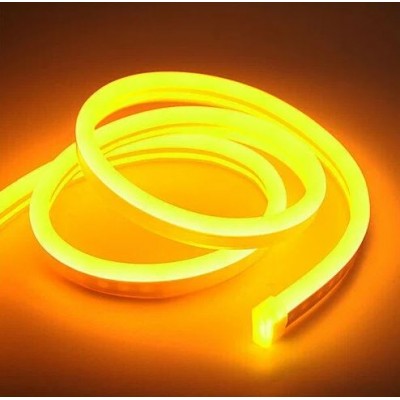 Лента LED Neon желтая узкая 5m 12v с блоком питания