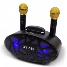 Колонка Bluetooth MP3 караоке 2 микрофона XY-169 черная