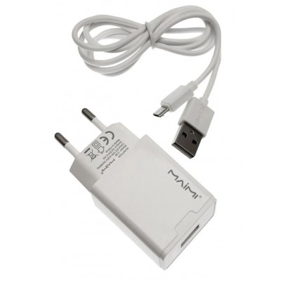 Зарядное сетевое сзу USB Maimi T7 2.4A + micro кабель, белый