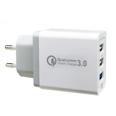 Зарядное сетевое сзу usb 3x AR-QC-660 быстрое QC 3.0 белый