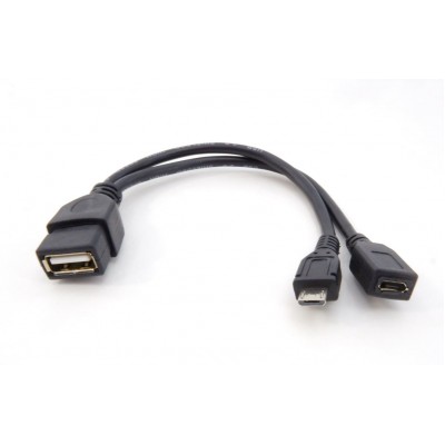 Переходник кабель OTG Micro USB с доп. питанием в Micro USB гнездо